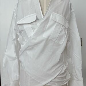 Mango White Wrap Blouse